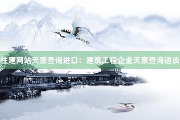 住建网站天禀查询进口：建筑工程企业天禀查询通谈